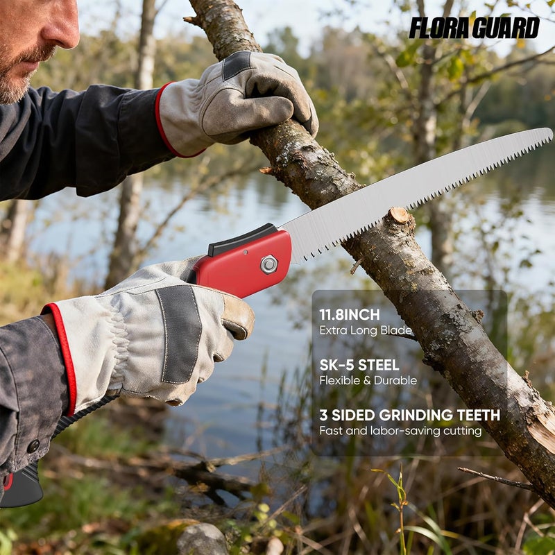 FLORA GUARD Folding Hand Saw 12-Inch, Heavy Duty SK5 Steel Pruning Saw with Hard Teeth for Wood Cutting, Tree Trimming, Camping & Gardening - Image 2